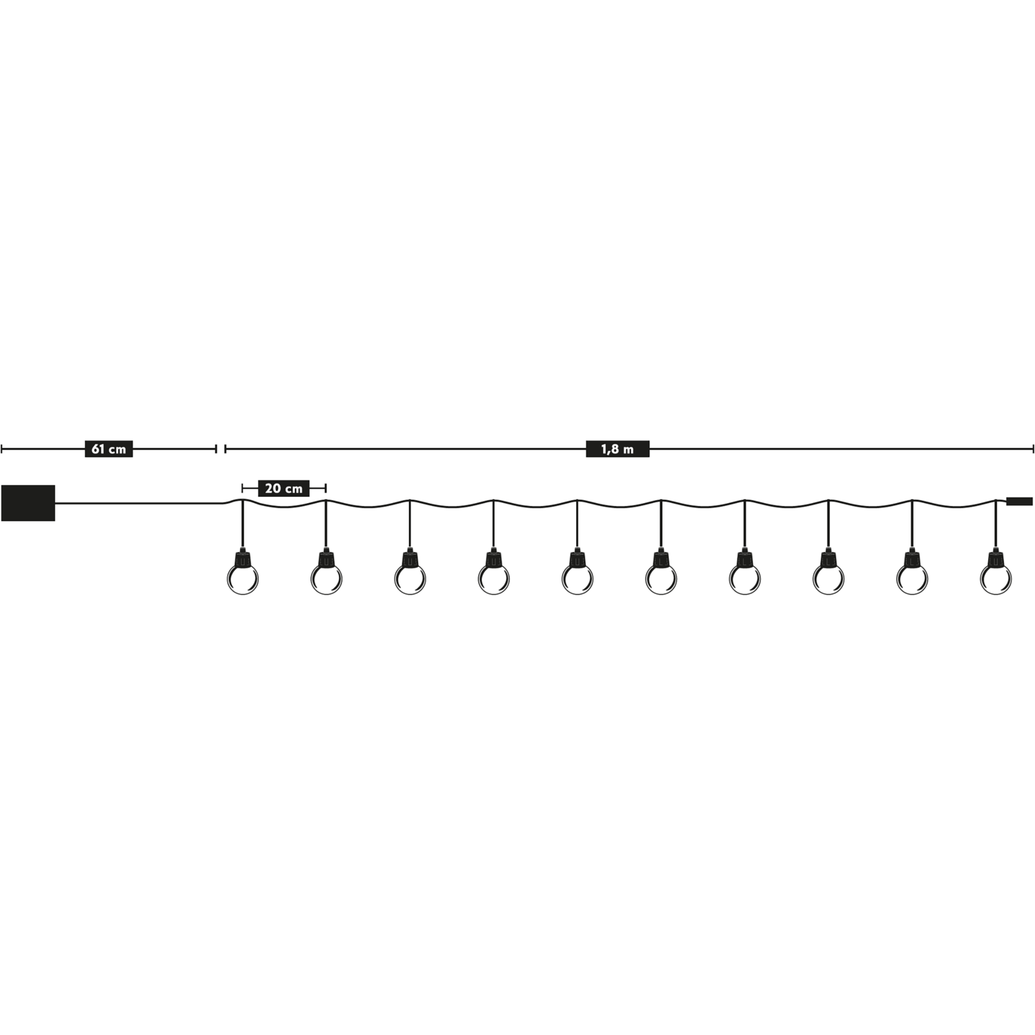 DICTROLUX - Catena Luminosa 10 Lampadine LED Multicolor 50 Luci Intermittenti